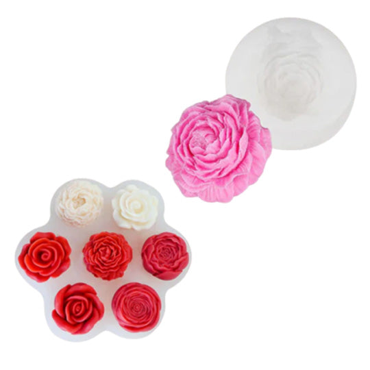 3D Rose Peony Flower + 3D Large Peony Flower Candle Mold - Combo Pack