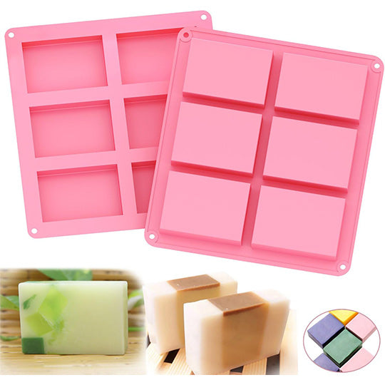 6 Cavity Rectangle + Round Flower Shaped Soap Mould- Combo Pack