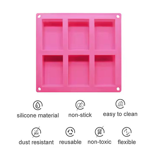 6 Cavity Rectangle Shape + 4 Cavity Circle Square Oval Heart Shape Soap Mold - Combo Pack
