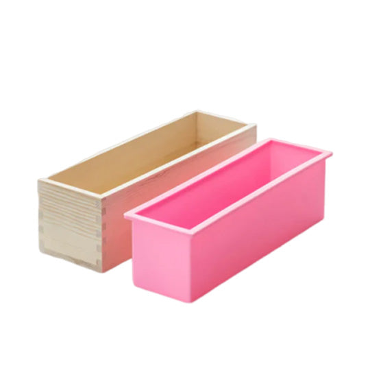 Wooden Rectangle Silicone Soap Mould + Soap Cutter