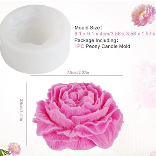 3D Rose Peony Flower + 3D Large Peony Flower Candle Mold - Combo Pack