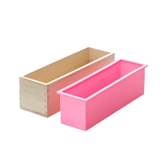 6 Cavity Rectangle Shape Soap Mold + Wooden Soap Mold - Combo Pack