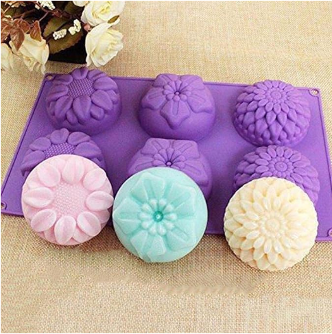 6 Cavity Round Flower Shaped Soap Mould