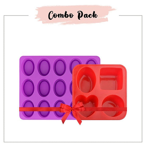 15 Cavity Oval Shape + 4 Cavity Soap Mold - Combo Pack