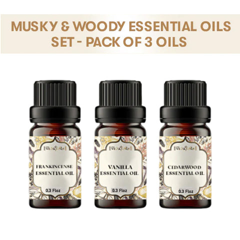 Musky & Woody Essential Oils Set - Pack of 3 Oils