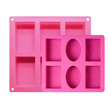 Flower Pattern Shape Silicone Mold + Rectangle Soap Shape Silicone Mold - Combo Pack