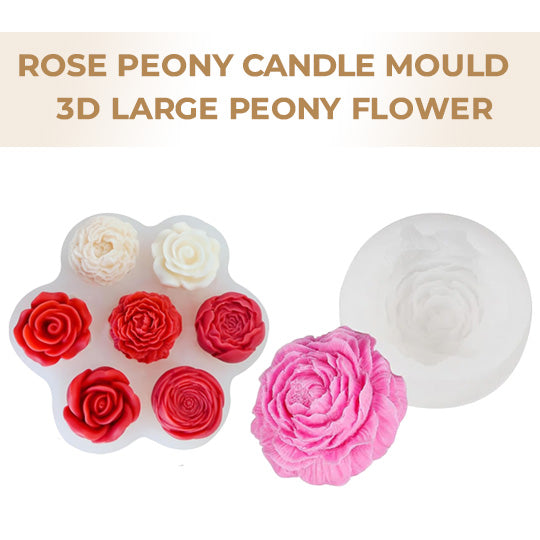 3D Rose Peony Flower + 3D Large Peony Flower Candle Mold - Combo Pack