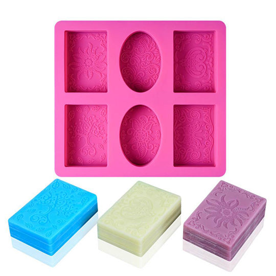 Flower Pattern Shape Silicone Mold - 6 Cavities