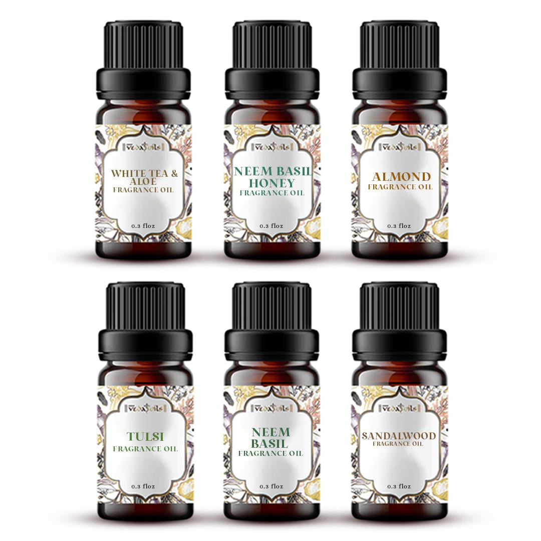 6 Herbal Fragrance Oils Sample Kit - Top Seller - 0.3 Floz