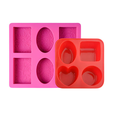 Flower Pattern Shape + 4 Cavity Shape Soap Mold