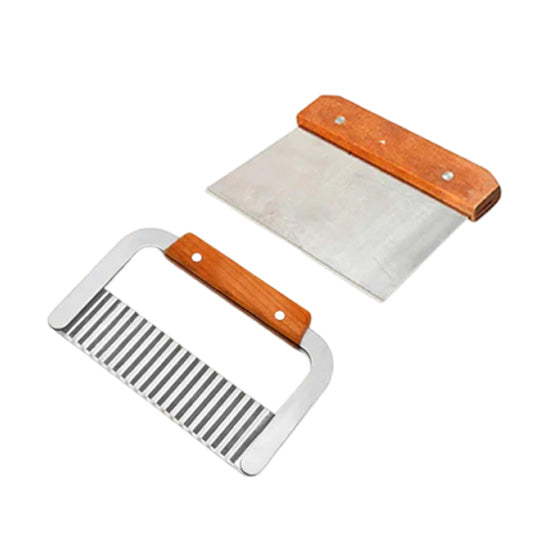 Wooden Soap Crinkle Cutter | Straight Steel Cutter - Combo Pack