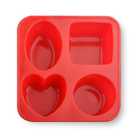 4 Cavity Silicone Soap Molds (Red Color)