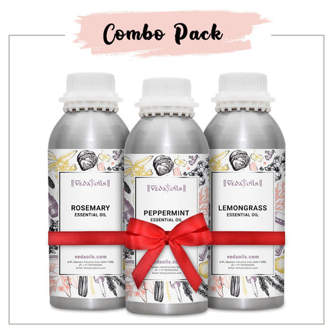 Peppermint Oil, Rosemary Oil, & Lemongrass Oil - Combo Pack