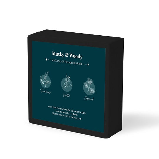 Musky & Woody Essential Oils Set - Pack of 3 Oils